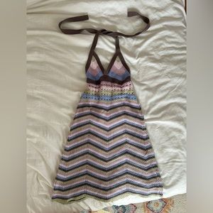 Crochet halter mini dress